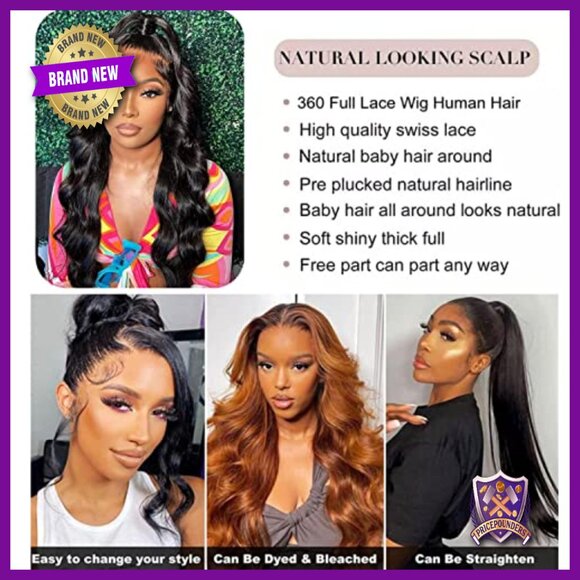 20 Inch Body Wave 360 Lace Front Wig Human Hair Pre Plucked Brazilian Virgin main image 5